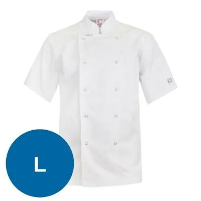 Executive Chefs Jacket With Press Studs - Short Sleeve Large