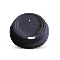 245-475ml / 8-16oz 90mm Black Plastic Coffee Cup Lid [50 Pack]