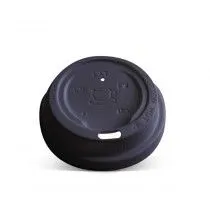 175-295ml / 6-10oz 80mm Black Plastic Coffee Cup Lid [50 Pack]