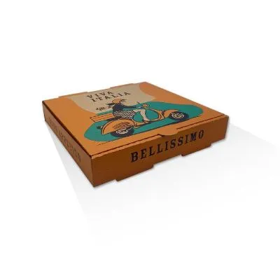 9" Brown Printed Pizza Box [100 Pack]