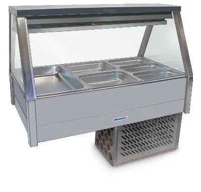 Erx23rd Refrigerated Cold Plate & Cross Fin Coil Foodbar, Double Row, With Rear Roller Doors And Pans