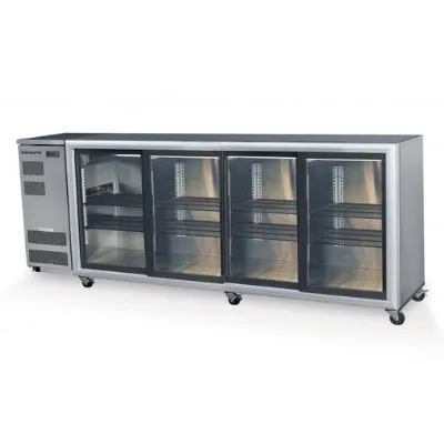 Skope Backbar 4 Sliding Glass Door Chiller, 780l, +1�c To +4�c Up To 32�c Ambient, Black Colourbond Exterior. Stainless Interior. Height Excludes Legs Or Castors.