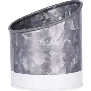 Coney Island Slant Galvanised Pot with White Base 105x115mm