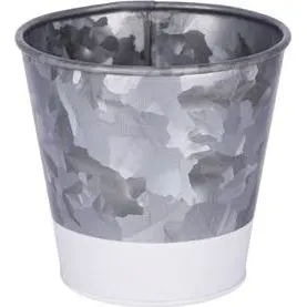 Coney Island Flared Galvanised Pot with White Base 105x100mm