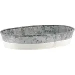 Coney Island Oval Galvanised Tray with White Base 240x150x45mm