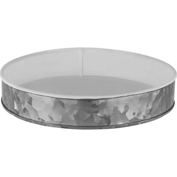 Coney Island Round Galvanised Tray with White Internal 240x45mm