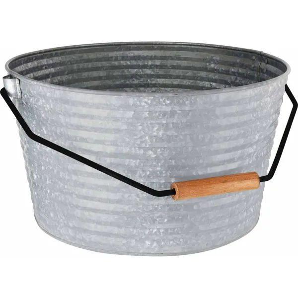 Coney Island Beverage Tub Galvanised with Black & Wood Handle 450x340mm