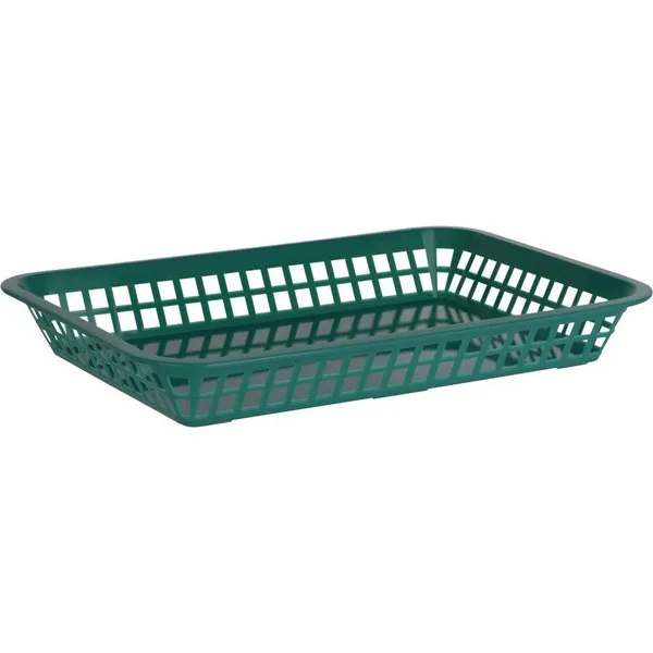Coney Island Rectangular Basket Plastic Forest Green 300x215mm