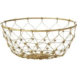 Coney Island Patina Round Fishing Net Wire Basket Gold 160x80mm