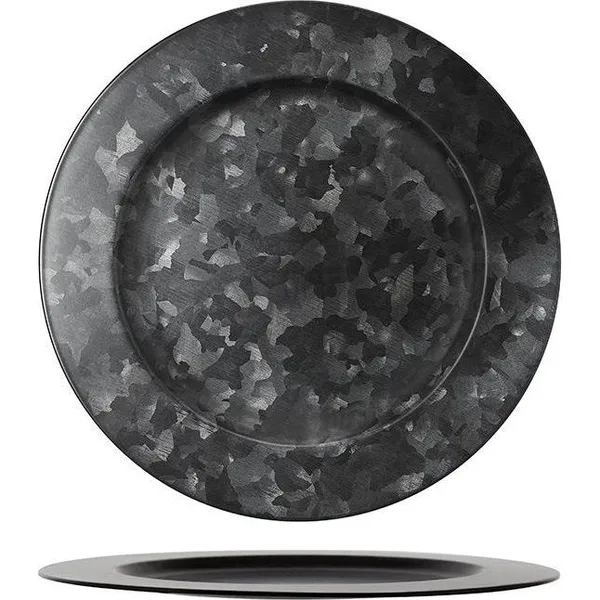 Round Plate Wide Rim Black Galvanised Plain Rim 230mm