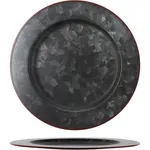 Round Plate Wide Rim Black Galvanised with Red Rim 230mm