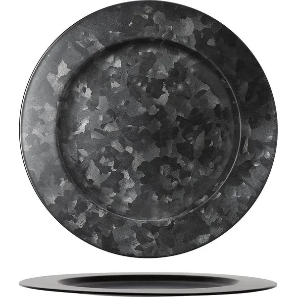 Round Plate Wide Rim Black Galvanised Plain Rim 280mm