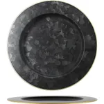 Round Plate Wide Rim Black Galvanised with Gold Rim 280mm