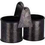 Coney Island Dual Pot Black Galvanised Caddy 140x70x70mm