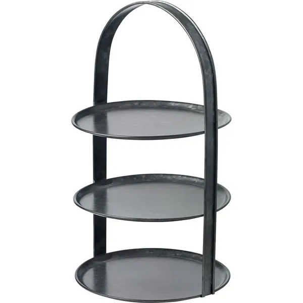 Coney Island Tea Stand 3-Tier Fixed Black Galvanised 310x510mm