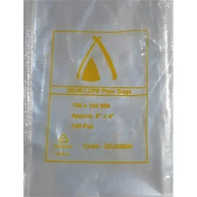 150 X 100mm / 25um Clear Ldpe Plastic Bag [pack 100 / Ctn 20 X 100]