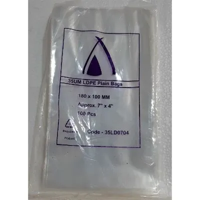180 X 100mm / 35um Clear Ldpe Plastic Bag [pack 100 / Ctn 20 X 100]