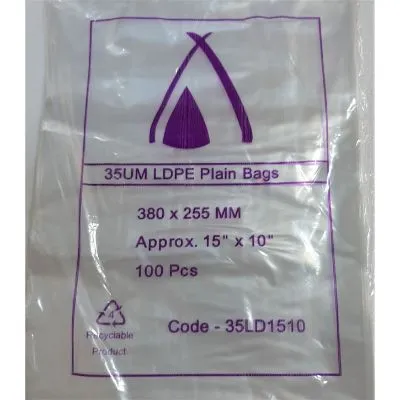 380 X 255mm / 35um Clear Ldpe Plastic Bag [pack 100 / Ctn 10 X 100]