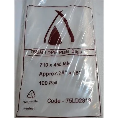 710 X 455mm / 75um Clear Ldpe Plastic Bag [pack 100 / Ctn 3 X 100]
