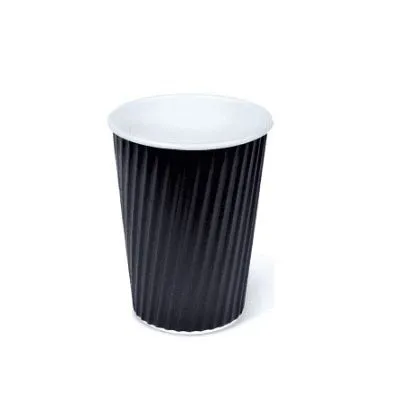 245ml / 8oz Black PE Coated Rippled Coffee Cup [500 Pack]