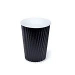 245ml / 8oz Black PE Coated Rippled Coffee Cup [1000 Pack]