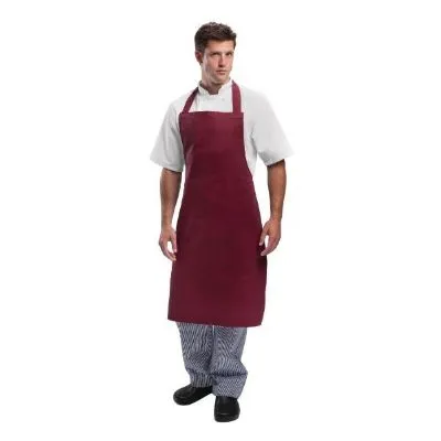 Edlp - Whites Bib Apron Polycotton Burgundy