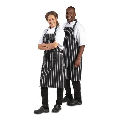Bib Apron Butchers Stripe — Black/White