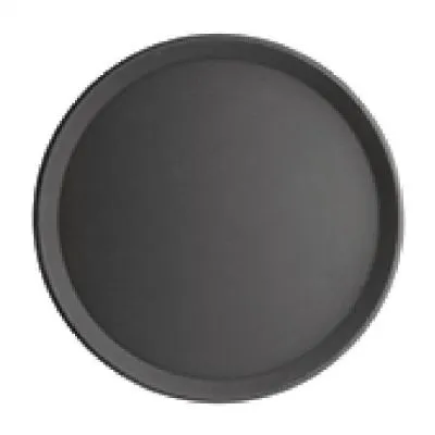 Edlp Olympia Kristallon Round Tray Black Anti-Slip Plastic - 406mm
