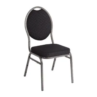 Bolero Steel Banqueting Chair Oval Back With Black Plain Cloth (pack 4)