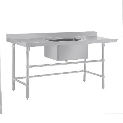 Vogue Dishwasher Inlet Table With Sink (90mm Outlet) - 1800x700x960mm L/H