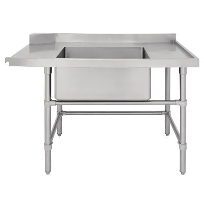 Vogue Dishwasher Inlet Table With Sink (90mm Outlet) - 1800x700x960mm Right Hand Operation