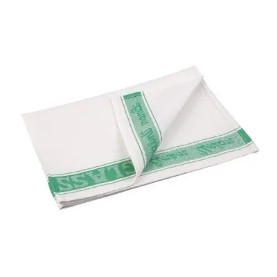 Vogue Glass Cloth Linen Union Green Border - 760x510mm 30x20"