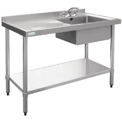 Vogue Single Bowl Sink L/H Drainer - 1200mm X700mm (90mm Drain)