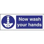 Vogue Now Wash Your Hands Sign (self-Adhesive) - 230x90mm 9x3 1/2"