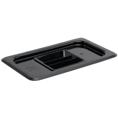 Vogue Black Polycarbonate Gn Lid - 1/4