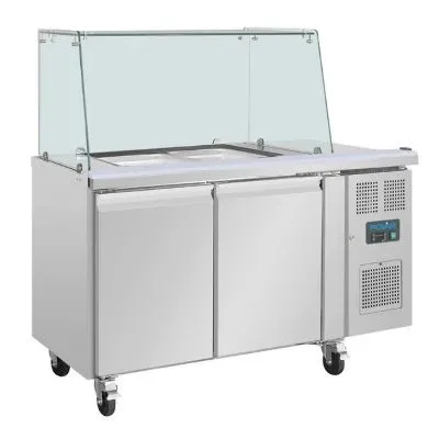 Polar U-Series Gn Saladette Counter With Square Sneeze Guard 2 Door