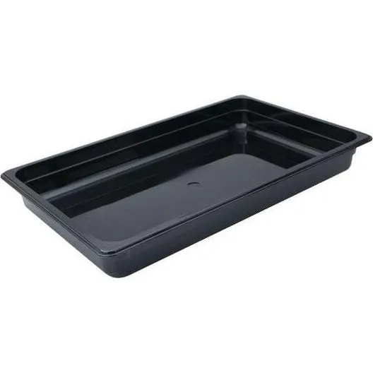 1/1 Size Black Polycarbonate Food Pan (200mm D, 25.59lt)