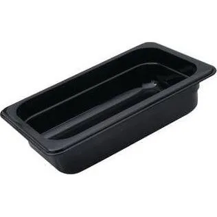 1/3 Size Black Polycarbonate Food Pan (150mm D, 5.29lt)