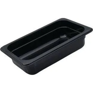 1/4 Size Black Polycarbonate Food Pan (100mm D, 2.53lt)