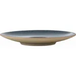 Grey Cast Espresso Saucer 167mm side profile showing shallow dish, upturned rim, and speckled grey glaze