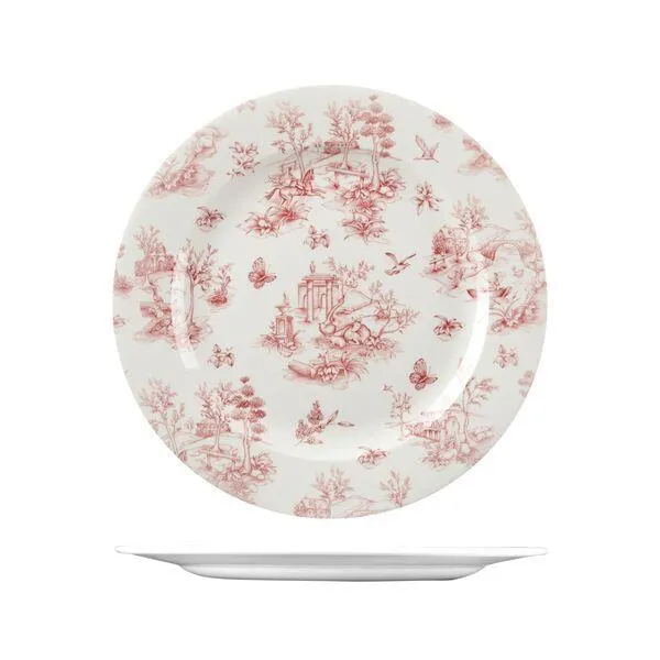 Round Plate-305mm Ø - Cranberry Toile