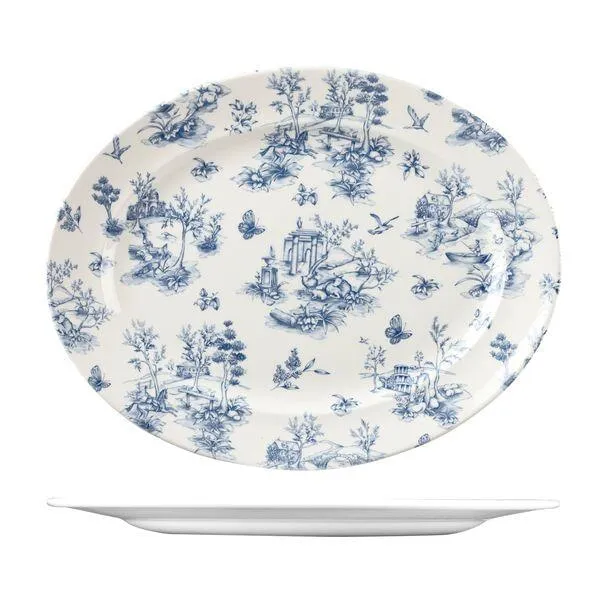 Oval Wide Rim Plate-365x293mm - Prague Toile