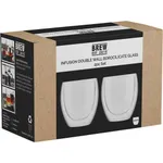 Brew Infusion Double Wall Glass 2pc Set retail box with black and white label and tumbler graphic