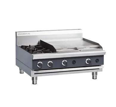 Cobra C9B-B 900mm Two Burner / Griddle Gas Cooktop - Bench Model