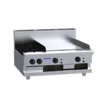 900mm commercial gas 2 burner and 600mm griddle cooktop, front three-quarter view showing black control knobs and LINOIS logo on stainless steel panel