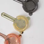 Copper Hawthorn Strainer 165x100mm by D-Still, displayed with gold and silver models to highlight the coiled wire spring and perforated disc.