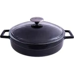 Glaze Round Low Casserole with Glass Lid (3.4L) - Red