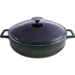 Glaze Round Low Casserole with Glass Lid (3.4L) - Red