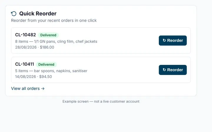Example Quick Reorder list with Reorder buttons