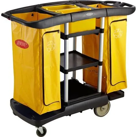 Jiwins High Capacity Cleaning Cart Black 1301x575x1129mm